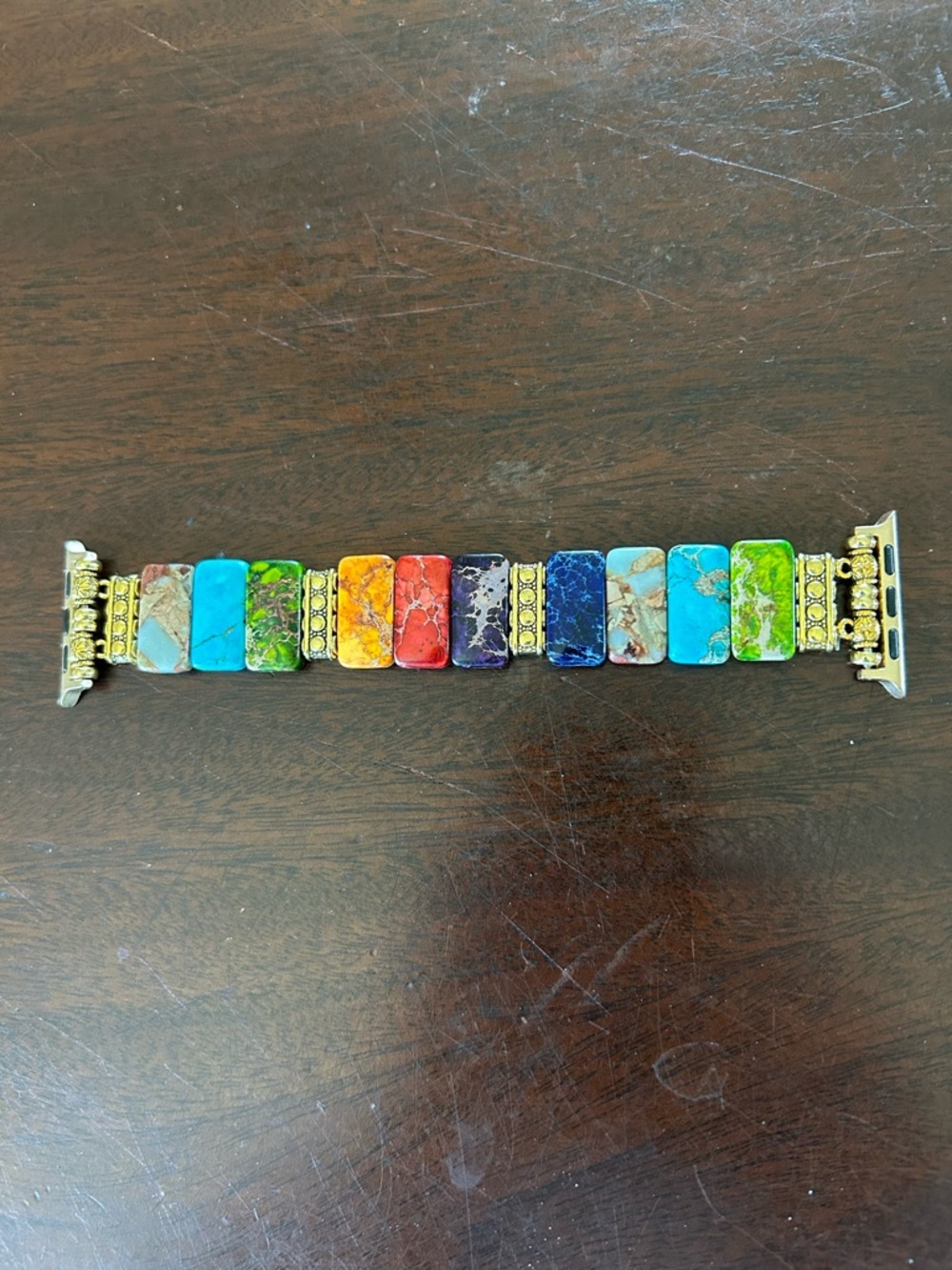 Multicolor Stone Tile Link Watch Band for Women